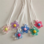 Colored Flower Pendant Necklace