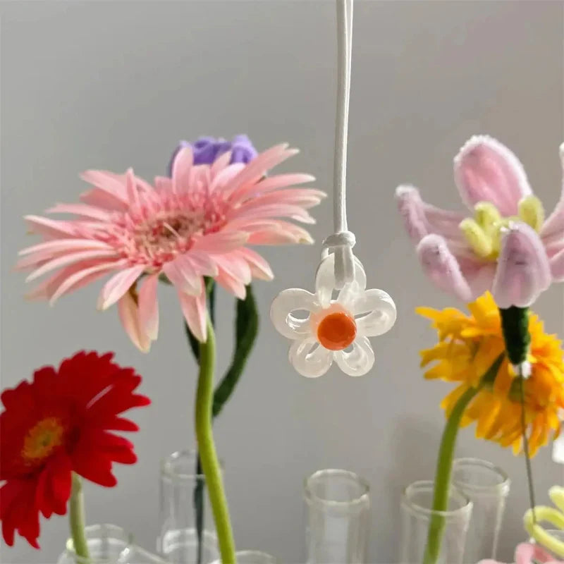 Colored Flower Pendant Necklace