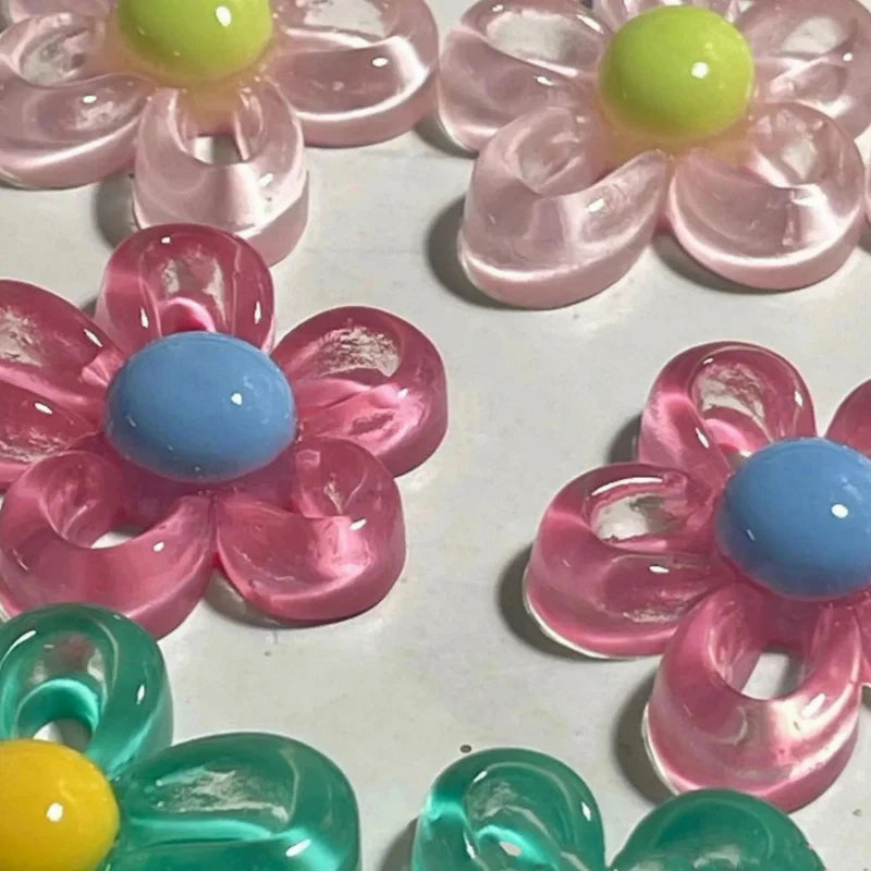 Colored Flower Pendant Necklace