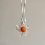 Colored Flower Pendant Necklace white