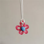 Colored Flower Pendant Necklace red