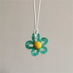 Colored Flower Pendant Necklace
