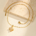 Necklace with Rotating Anti-Stress Flower Zircon Pendant