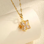 Necklace with Rotating Anti-Stress Flower Zircon Pendant
