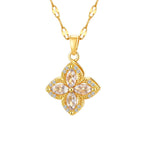 Necklace with Rotating Anti-Stress Flower Zircon Pendant
