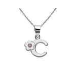 Necklace with initial and flower pendant c