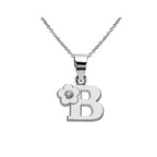 Necklace with initial and flower pendant b