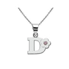 Necklace with initial and flower pendant d