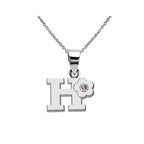Necklace with initial and flower pendant h