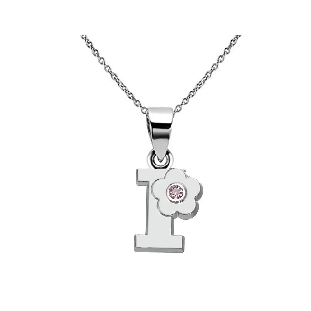Necklace with initial and flower pendant i