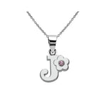 Necklace with initial and flower pendant j
