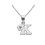 Necklace with initial and flower pendant k