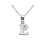 Necklace with initial and flower pendant l