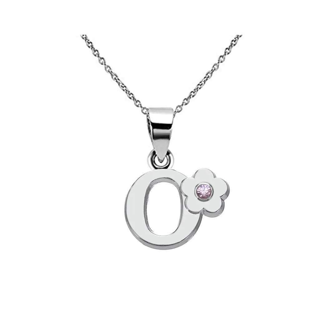 Necklace with initial and flower pendant o