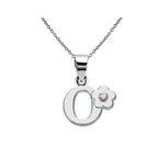 Necklace with initial and flower pendant o