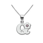 Necklace with initial and flower pendant q