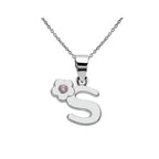 Necklace with initial and flower pendant s