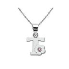 Necklace with initial and flower pendant t