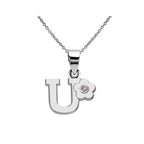 Necklace with initial and flower pendant u