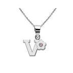 Necklace with initial and flower pendant v