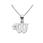 Necklace with initial and flower pendant w