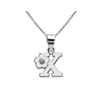 Necklace with initial and flower pendant x