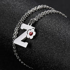 Necklace with initial and flower pendant z