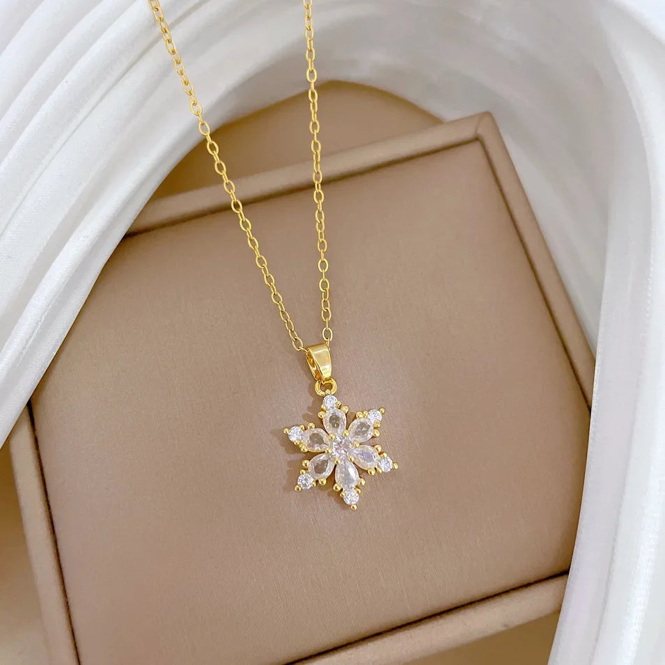 Necklace with Crystal Snowflake Pendant