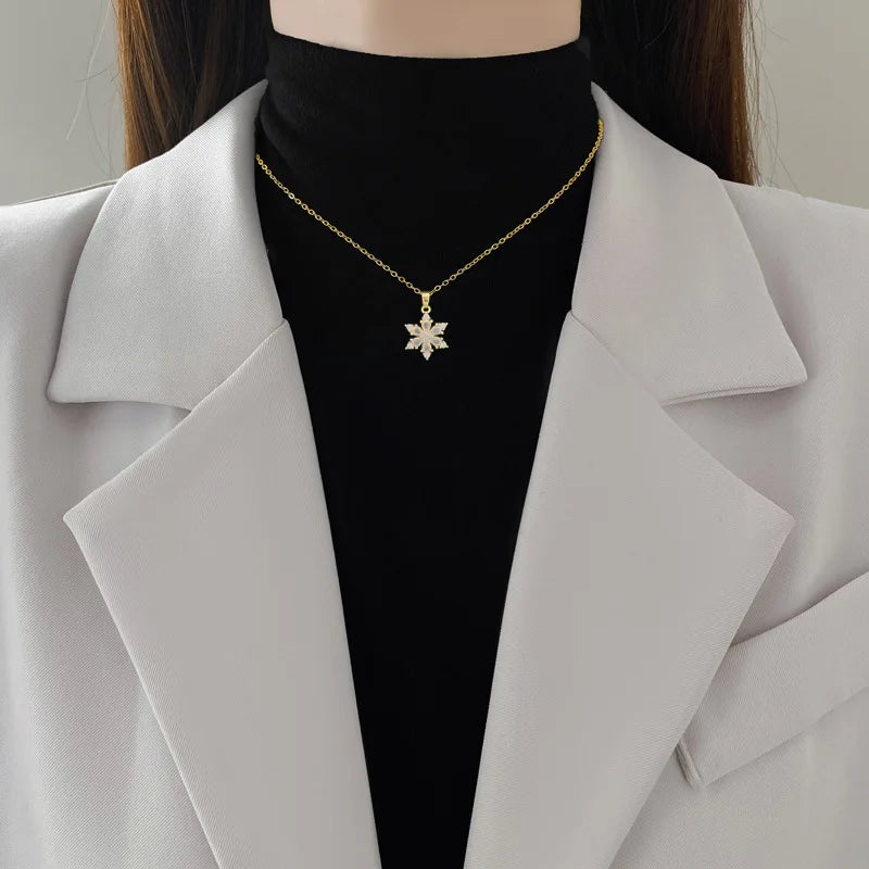 Necklace with Crystal Snowflake Pendant