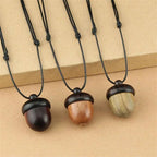 Necklace with Brown Wood Tassel Pendant