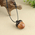 Necklace with Brown Wood Tassel Pendant