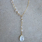 Necklace with Moonstone Crystal Water Drop Pendant