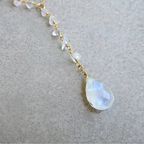 Necklace with Moonstone Crystal Water Drop Pendant