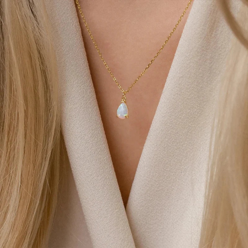 Necklace with Water Drop Zircon Birthstone Pendant