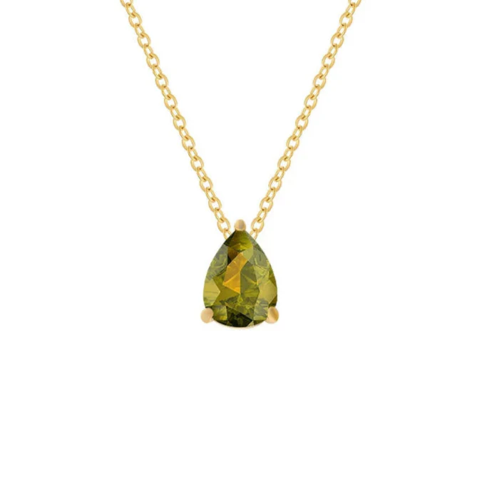 Necklace with Water Drop Zircon Birthstone Pendant