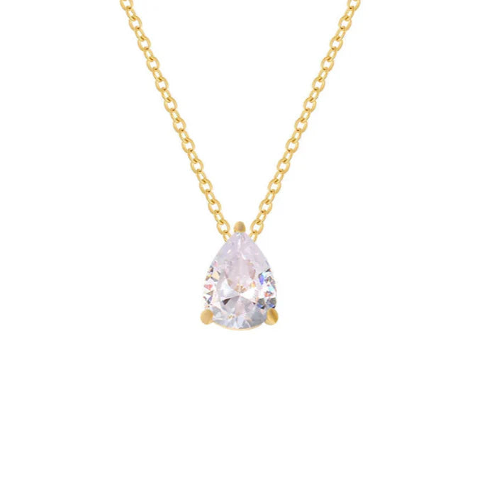 Necklace with Water Drop Zircon Birthstone Pendant