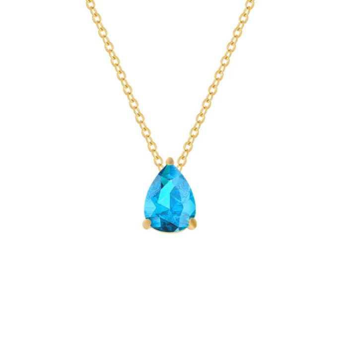 Necklace with Water Drop Zircon Birthstone Pendant