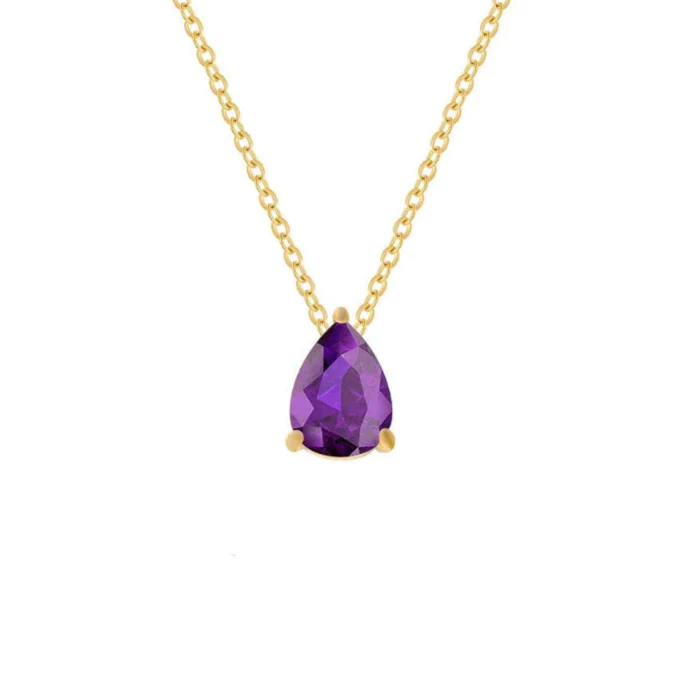 Necklace with Water Drop Zircon Birthstone Pendant