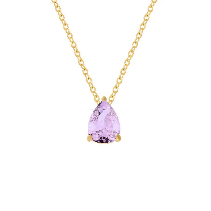 Necklace with Water Drop Zircon Birthstone Pendant
