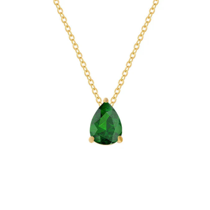 Necklace with Water Drop Zircon Birthstone Pendant