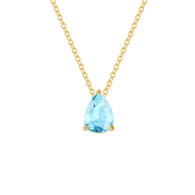 Necklace with Water Drop Zircon Birthstone Pendant