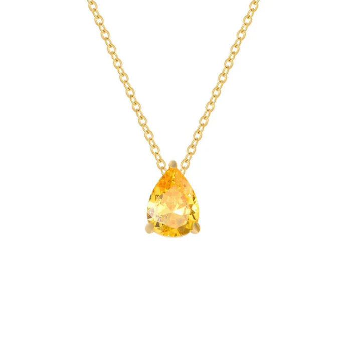 Necklace with Water Drop Zircon Birthstone Pendant