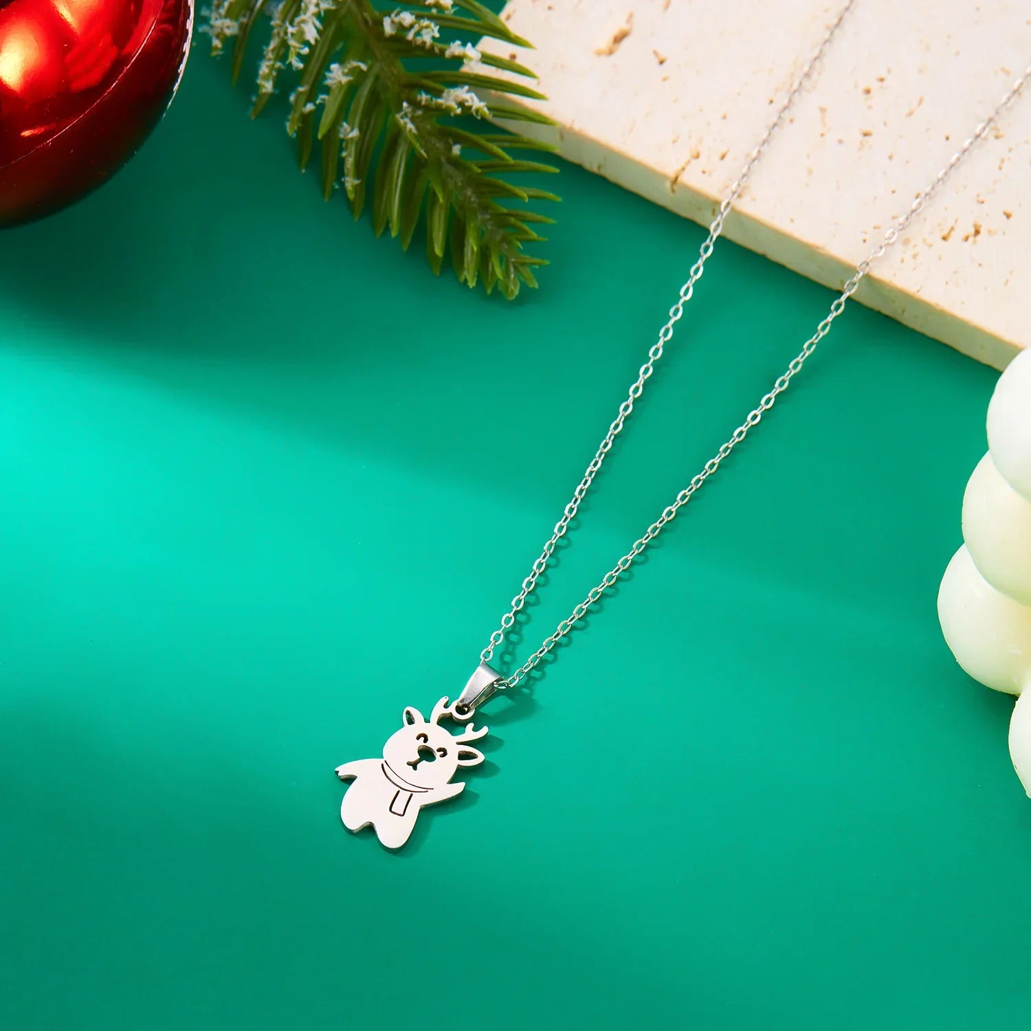 Winter Snowman Pendant Necklace silver
