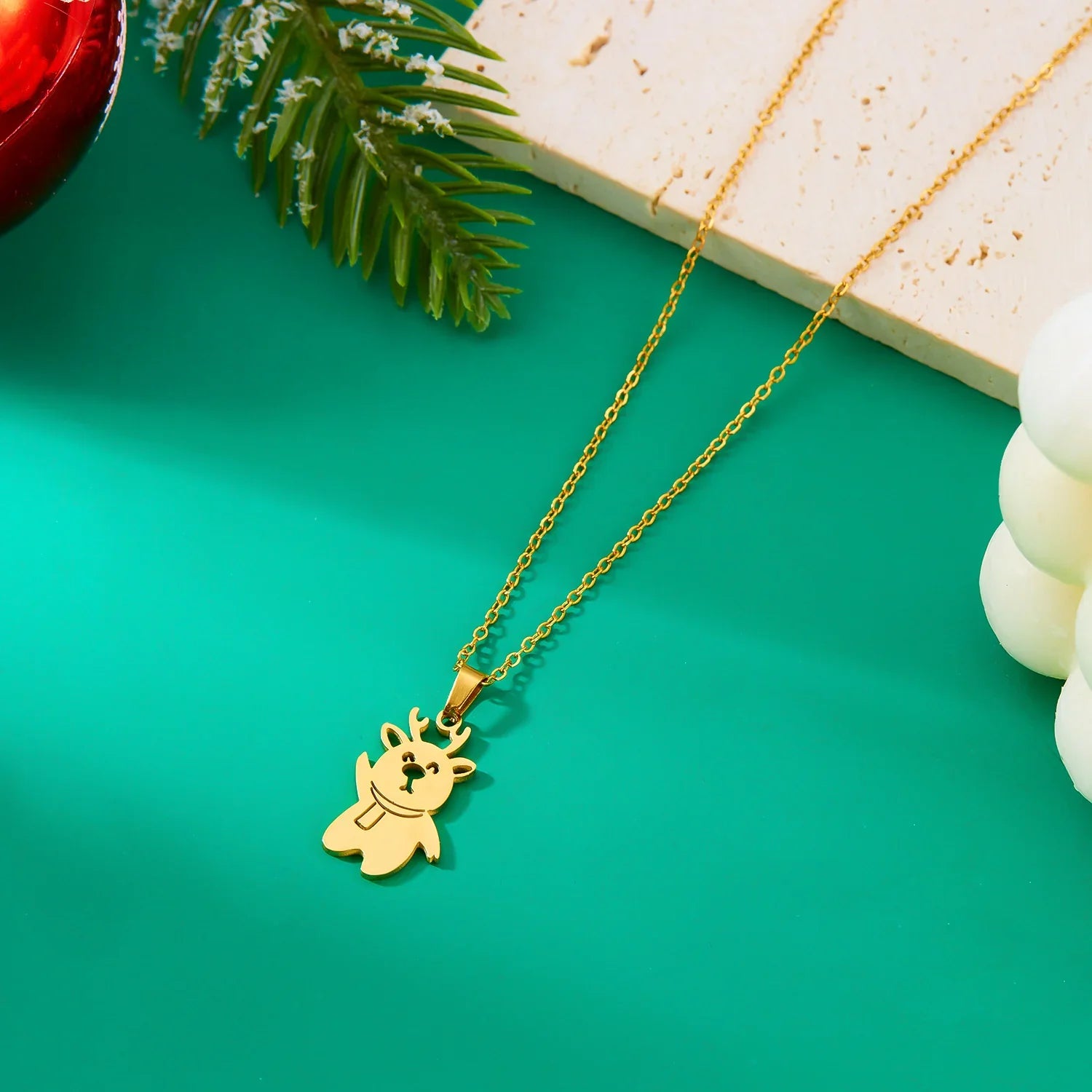 Winter Snowman Pendant Necklace gold
