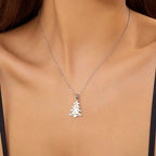 Winter Christmas tree Pendant Necklace silver