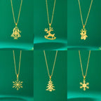 Winter Reindeer Pendant Necklace gold
