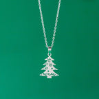 Winter Christmas tree Pendant Necklace silver