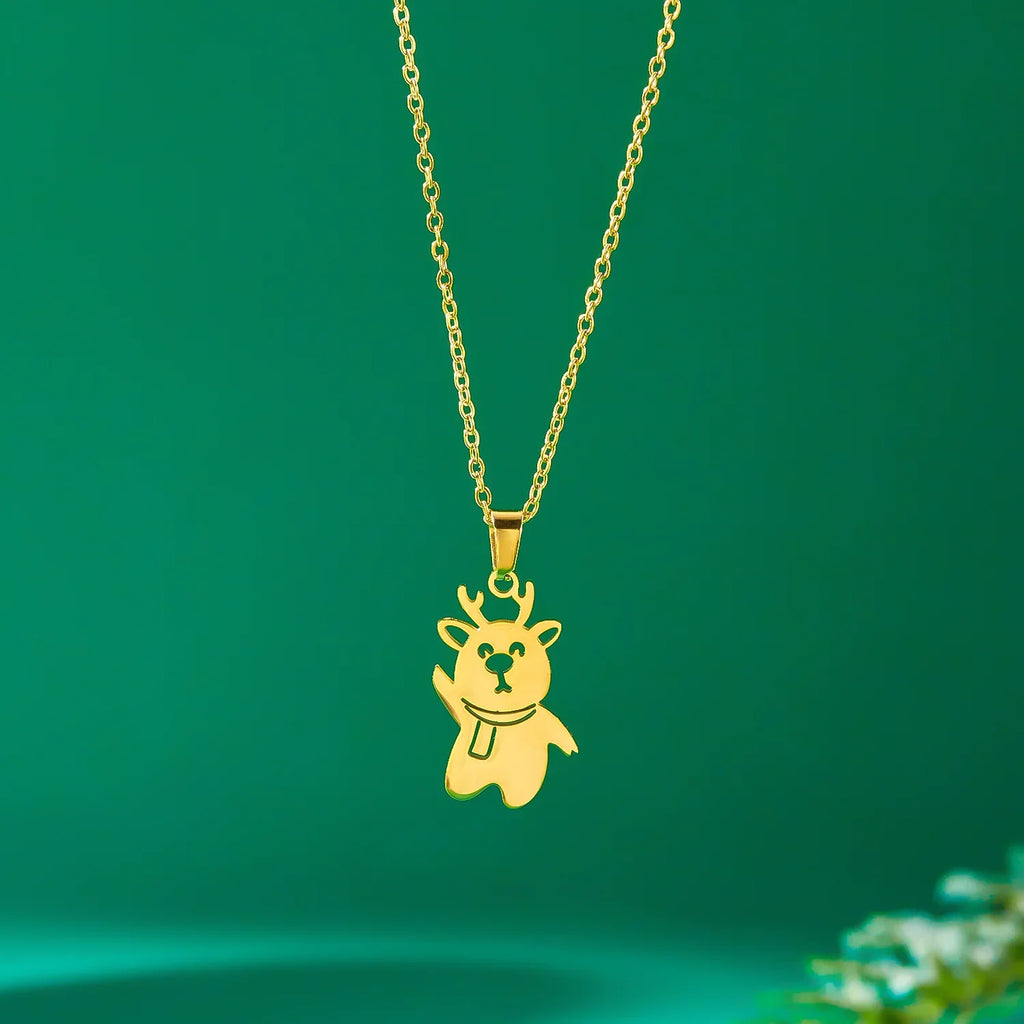 Winter Snowman Pendant Necklace gold