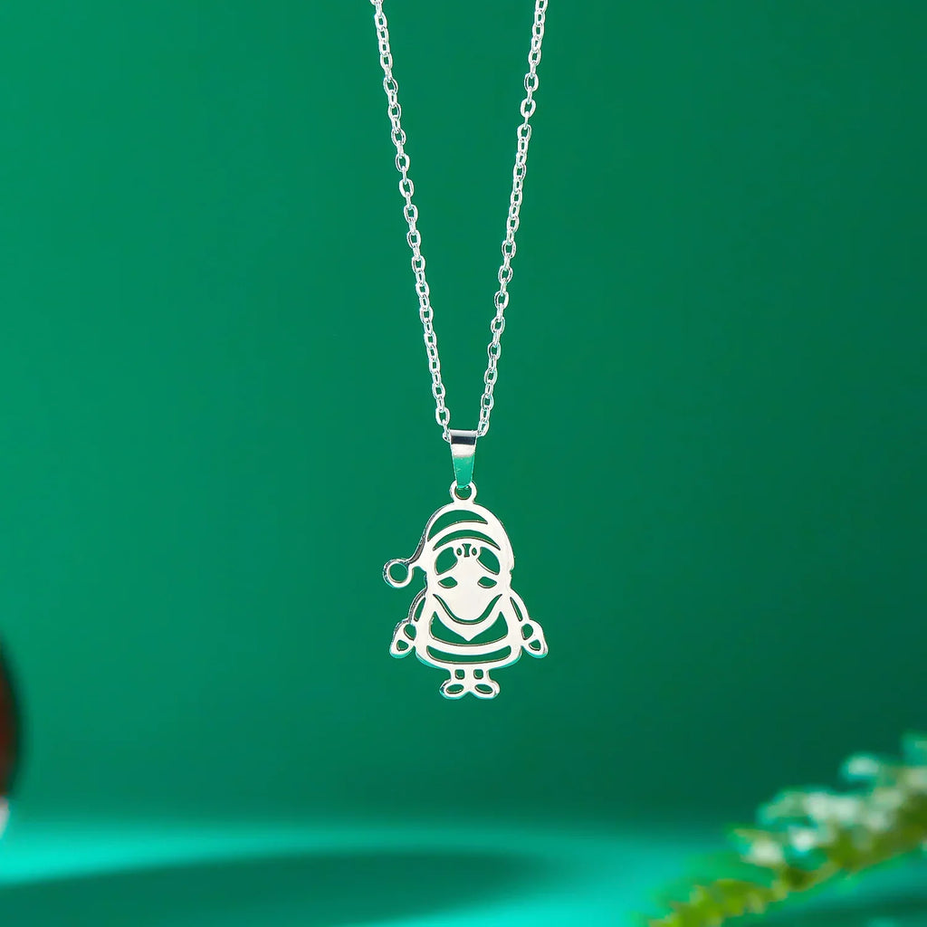 Winter Santa Claus Pendant Necklace silver