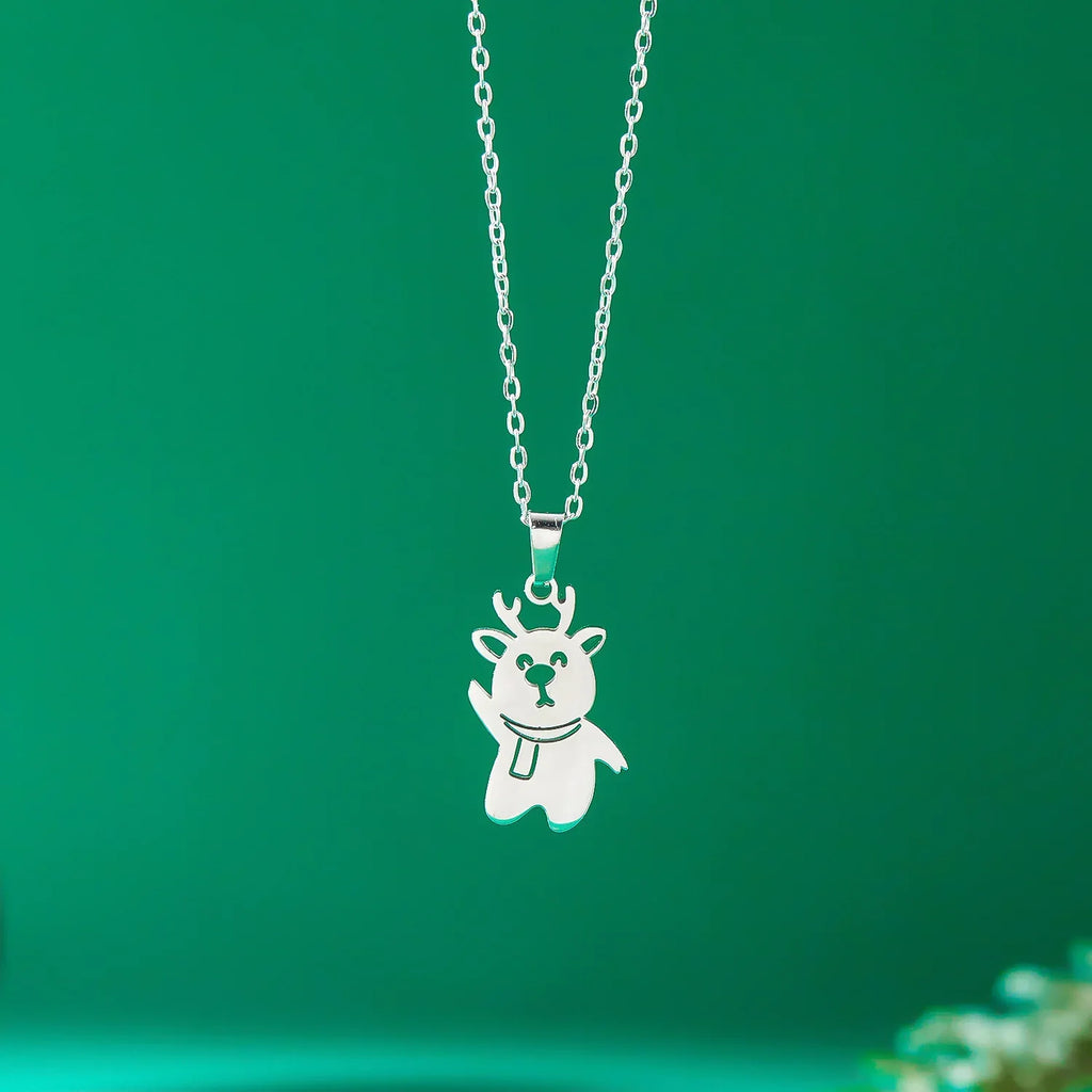 Winter Snowman Pendant Necklace silver